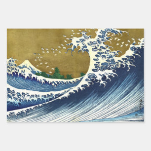 Katsushika Hokusai - Coloured Big Wave Wrapping Paper Sheet