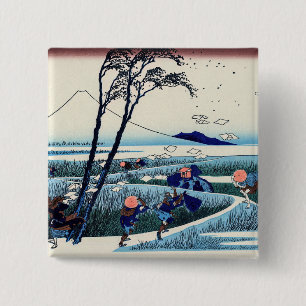 Katsushika Hokusai - Ejiri in the Suruga province 15 Cm Square Badge