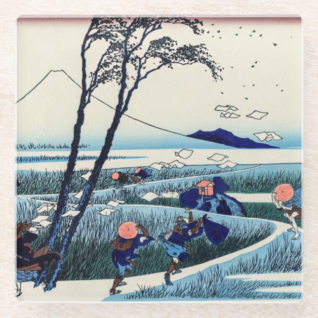 Katsushika Hokusai - Ejiri in the Suruga province Glass Coaster (Front)