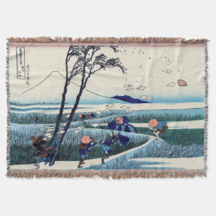 Katsushika Hokusai - Ejiri in the Suruga province Throw Blanket