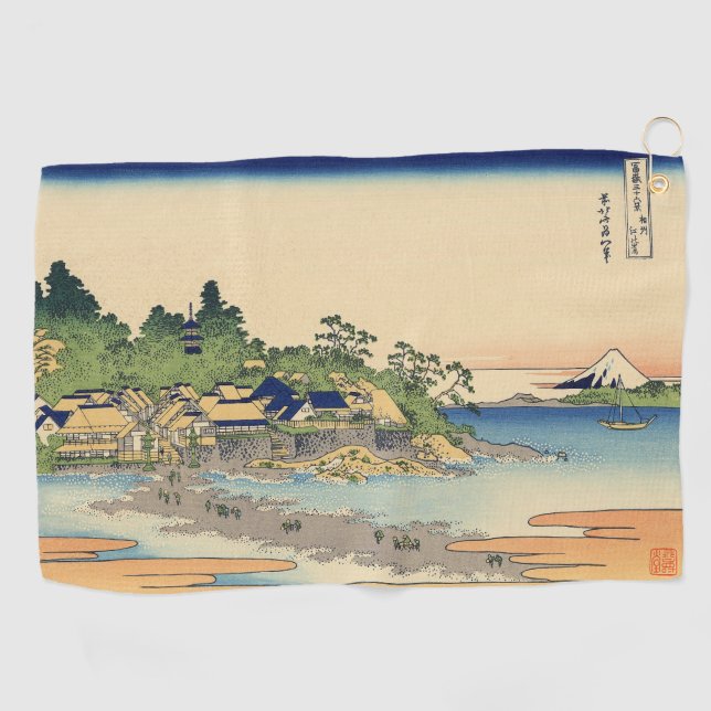 Katsushika Hokusai Enoshima in the Sagami province Golf Towel (Horizontal)