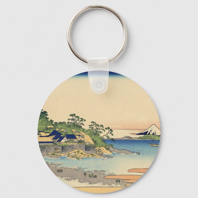Katsushika Hokusai Enoshima in the Sagami province Key Ring (Front)