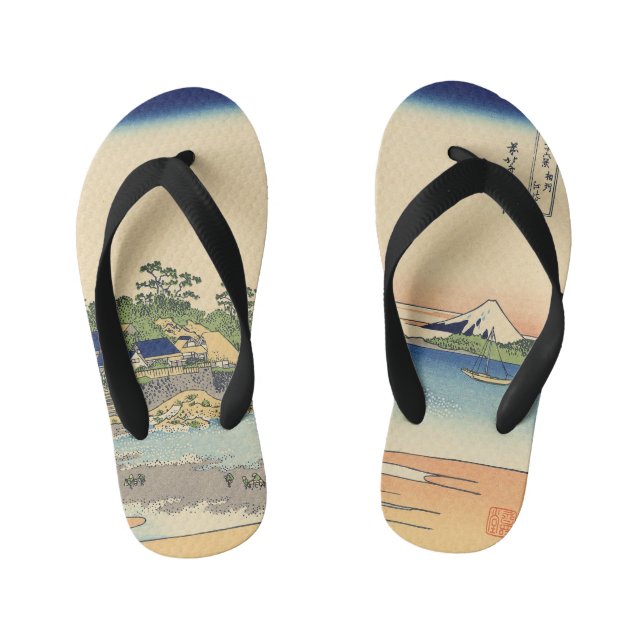 Katsushika Hokusai Enoshima in the Sagami province Kid's Thongs (Footbed)