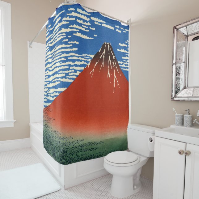 Katsushika Hokusai - Fine Wind, Clear Morning  Shower Curtain (In Situ)