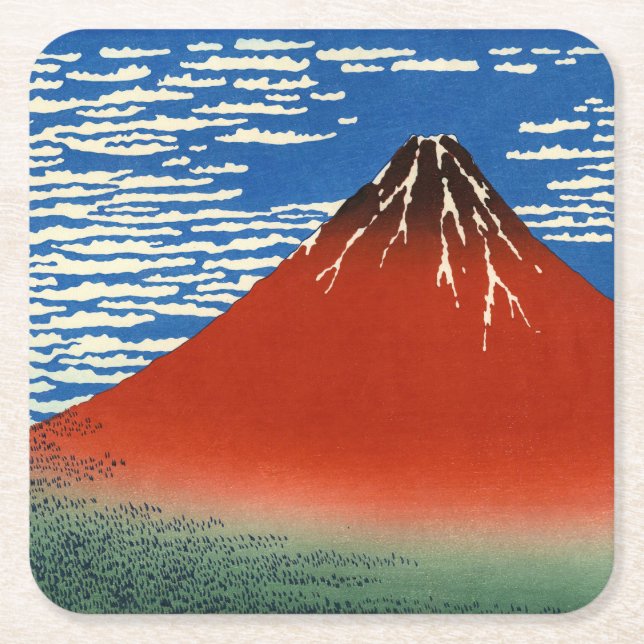 Katsushika Hokusai - Fine Wind, Clear Morning Square Paper Coaster (Front)
