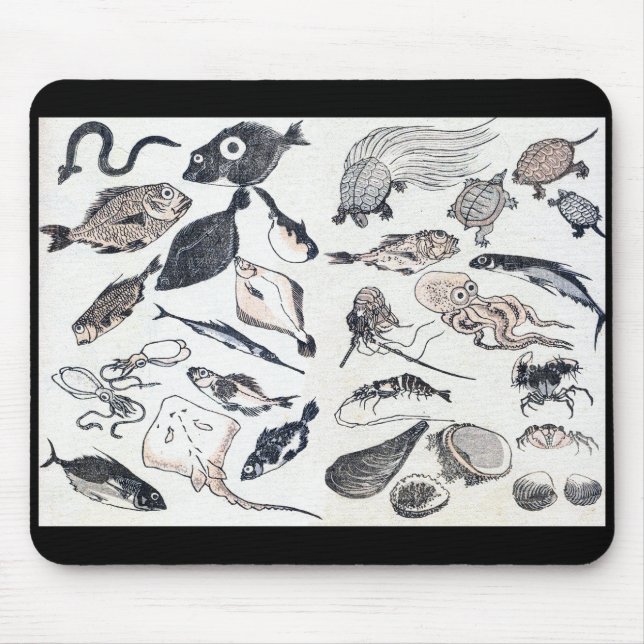 Katsushika Hokusai, Fish Sushi Mouse Pad (Front)
