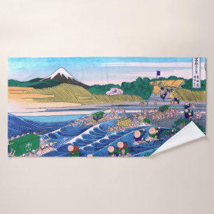 Katsushika Hokusai - Fuji from Kanaya on Tokaido Bath Towel Set
