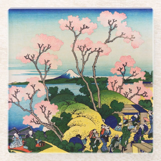 Katsushika Hokusai - Gotenyama, Tokaido, Shinagawa Glass Coaster (Front)