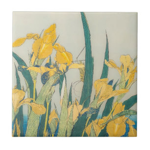 Katsushika Hokusai - Grasshopper and Iris Ceramic Tile