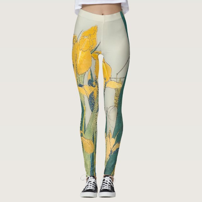 Katsushika Hokusai - Grasshopper and Iris Leggings (Front)
