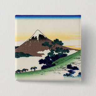 Katsushika Hokusai - Inume pass, Kai province 15 Cm Square Badge
