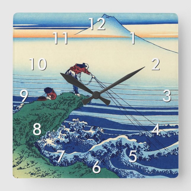 Katsushika Hokusai - Kajikazawa in Kai province Square Wall Clock (Front)