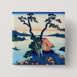 Katsushika Hokusai - Lake Suwa in Shinano province 15 Cm Square Badge