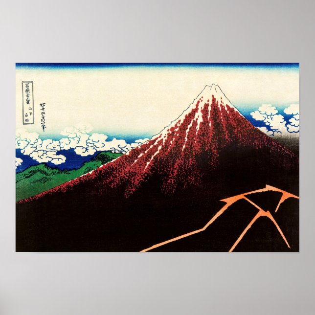 Katsushika Hokusai - Lightnings below the summit Poster (Front)
