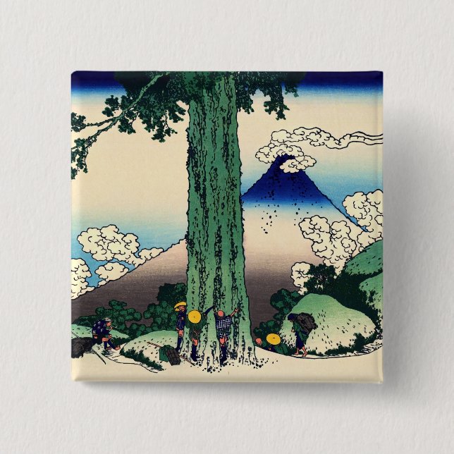 Katsushika Hokusai - Mishima Pass in Kai Province 15 Cm Square Badge (Front)
