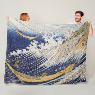 Katsushika Hokusai. Ocean waves  Fleece Blanket