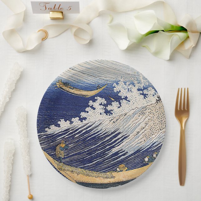 Katsushika Hokusai. Ocean waves  Paper Plate (Wedding)