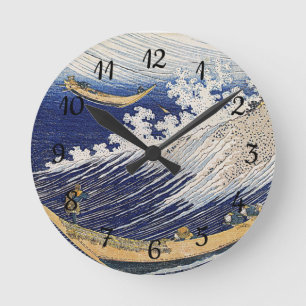Katsushika Hokusai. Ocean waves Round Clock