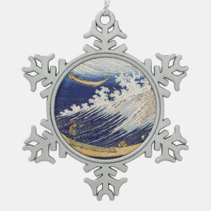 Katsushika Hokusai. Ocean waves Snowflake Pewter Christmas Ornament