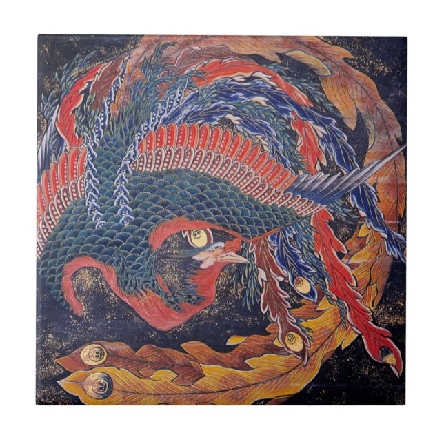 Katsushika Hokusai--Phoenix Ceramic Tile (Front)