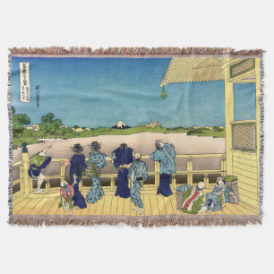 Katsushika Hokusai - Sazai hall, Temple 500 Rakan Throw Blanket