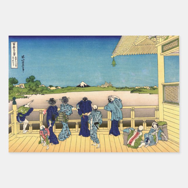 Katsushika Hokusai - Sazai hall, Temple 500 Rakan Wrapping Paper Sheet (Front)