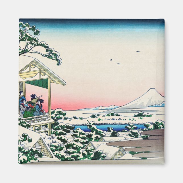Katsushika Hokusai - Tea house at Koishikawa Magnet (Front)