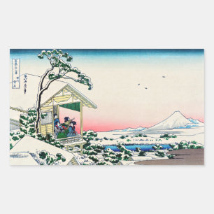 Katsushika Hokusai - Tea house at Koishikawa Rectangular Sticker