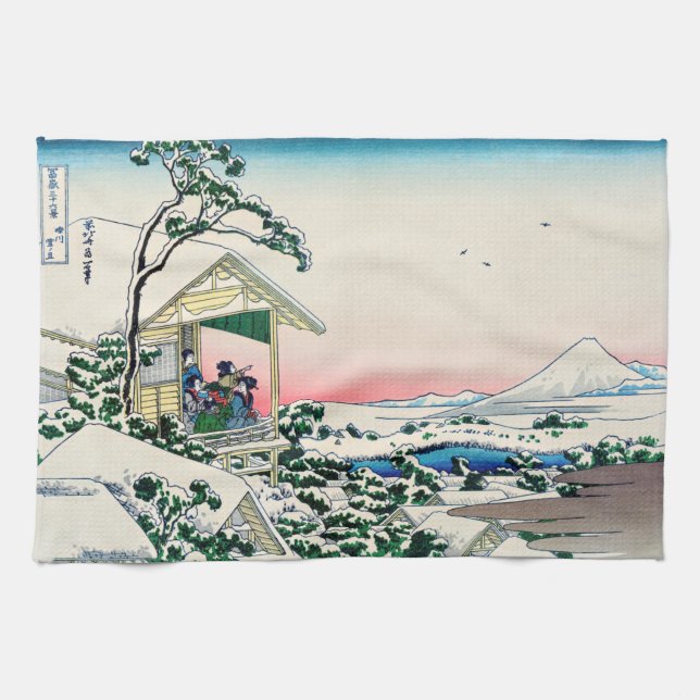 Katsushika Hokusai - Tea house at Koishikawa Tea Towel (Horizontal)