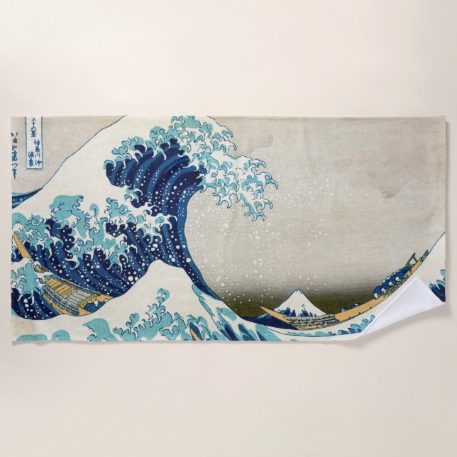 Katsushika Hokusai - The Great Wave off Kanagawa Beach Towel (Front)