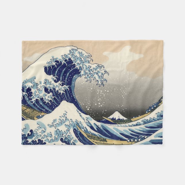 KATSUSHIKA HOKUSAI - The great wave off Kanagawa Fleece Blanket (Front (Horizontal))