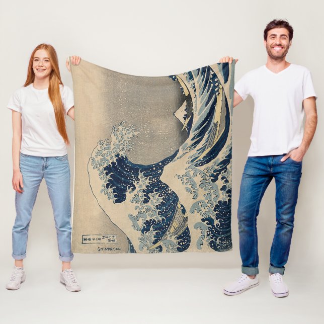 Katsushika Hokusai. The Great Wave off Kanagawa Fleece Blanket (In Situ)