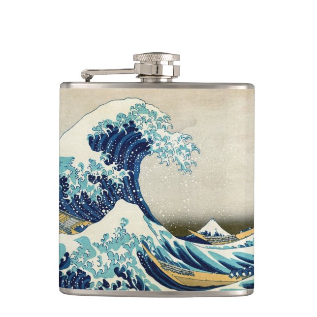 Katsushika Hokusai - The Great Wave off Kanagawa Hip Flask (Front)