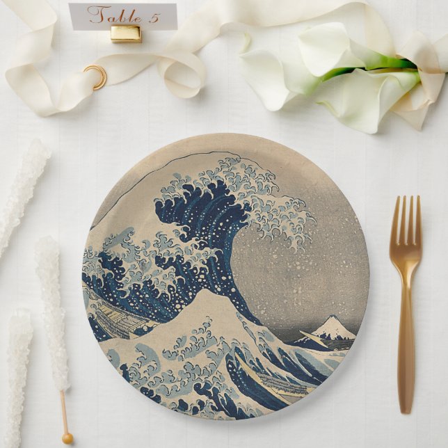 Katsushika Hokusai. The Great Wave off Kanagawa   Paper Plate (Wedding)