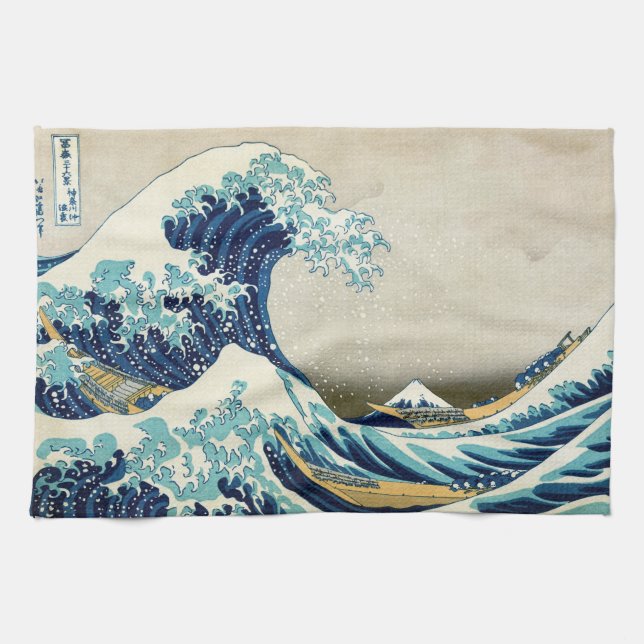 Katsushika Hokusai - The Great Wave off Kanagawa Tea Towel (Horizontal)