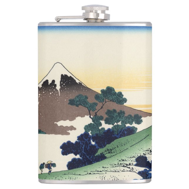 Katsushika Hokusai.  The Inume Pass in Kai Provinc Hip Flask (Front)
