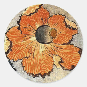 Katsushika Hokusai Ukiyo-e Woodcut Print - Poppies Classic Round Sticker