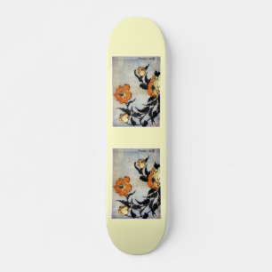 Katsushika Hokusai Ukiyo-e Woodcut Print - Poppies Skateboard