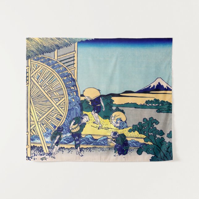 Katsushika Hokusai - Watermill at Onden Tapestry (Front (Horizontal))