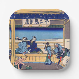 Katsushika Hokusai - Yoshida on the Tokaido Paper Plate