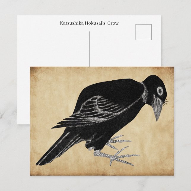 Katsushika Hokusai's Crow  1814 Postcard (Front/Back)