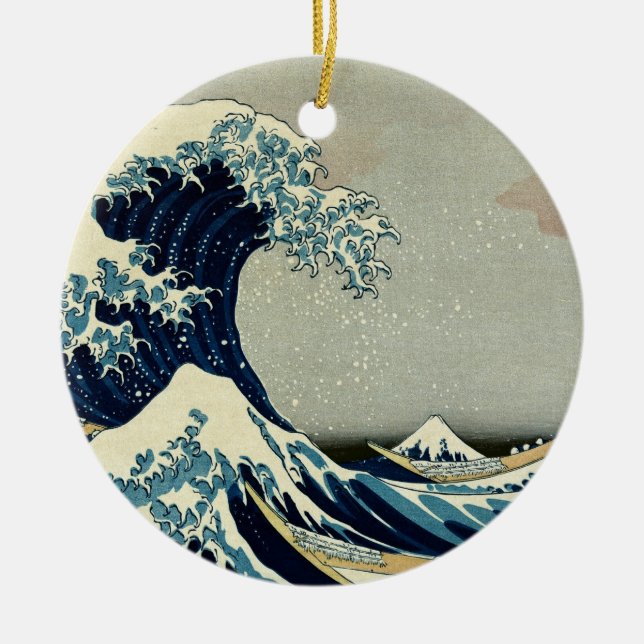 Katsushika Hokusai's Great Wave off Kanagawa Ceramic Ornament (Front)