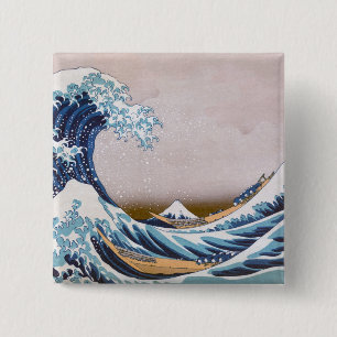 Katsushika Hokusai's Great Wave off Kanagawa Japan 15 Cm Square Badge
