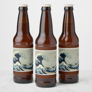 Katsushika Hokusai's The Great Wave off Kanagawa Beer Bottle Label