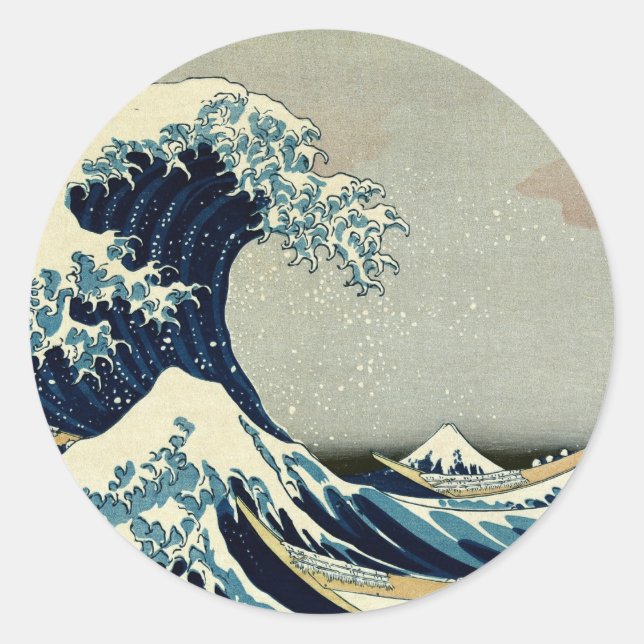 Katsushika Hokusai's The Great Wave off Kanagawa Classic Round Sticker (Front)