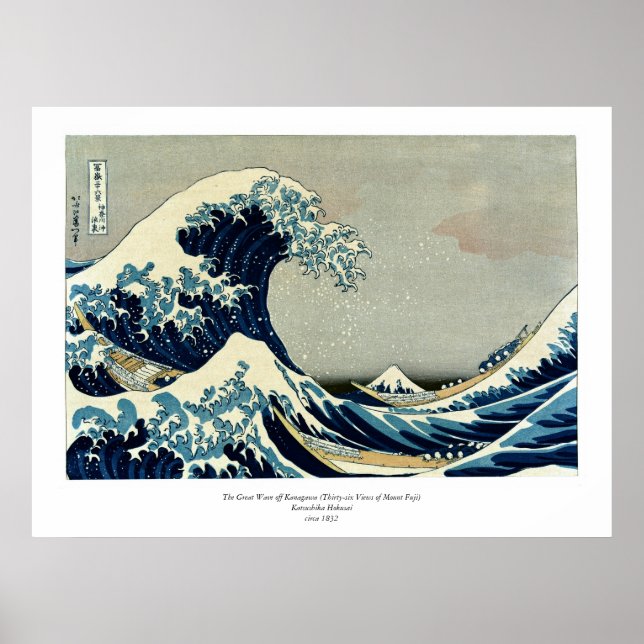 Katsushika Hokusai's The Great Wave off Kanagawa Poster (Front)