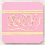 Katy design pink and smooth cream lettering coaster<br><div class="desc">DESIGNED FOR KATE PINK AND SMOOTH CREAM</div>