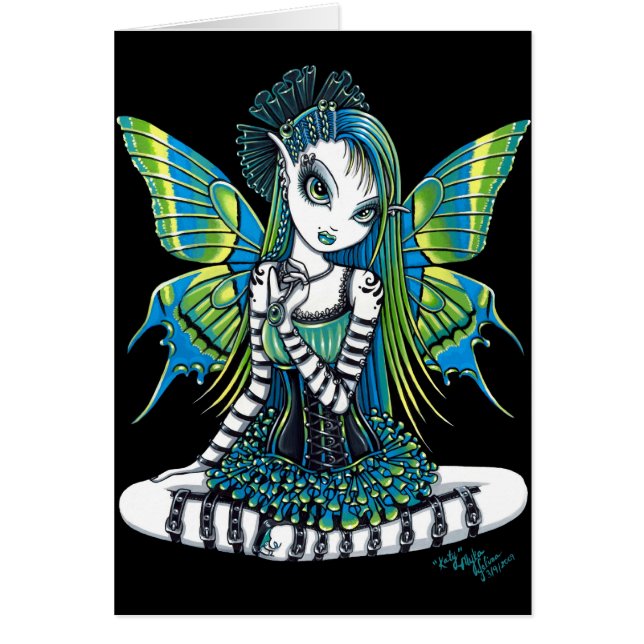 "Katy" Green Tattoo Faerie Art Card (Front)
