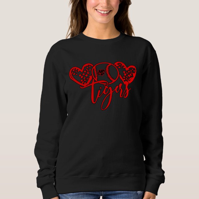 Katy Tigers Baseball Heart Love Baseball Sweatshirt (Front)