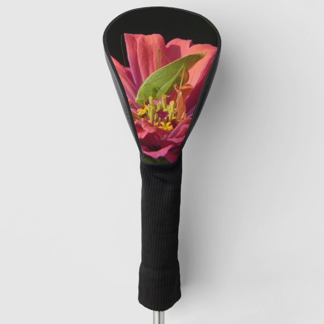 Katydid on Zinnia Golf Head Cover (Front)